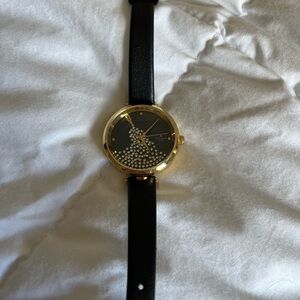 Kate spade Elegant Black and Gold Watch with Crystal Accents champagne bottle